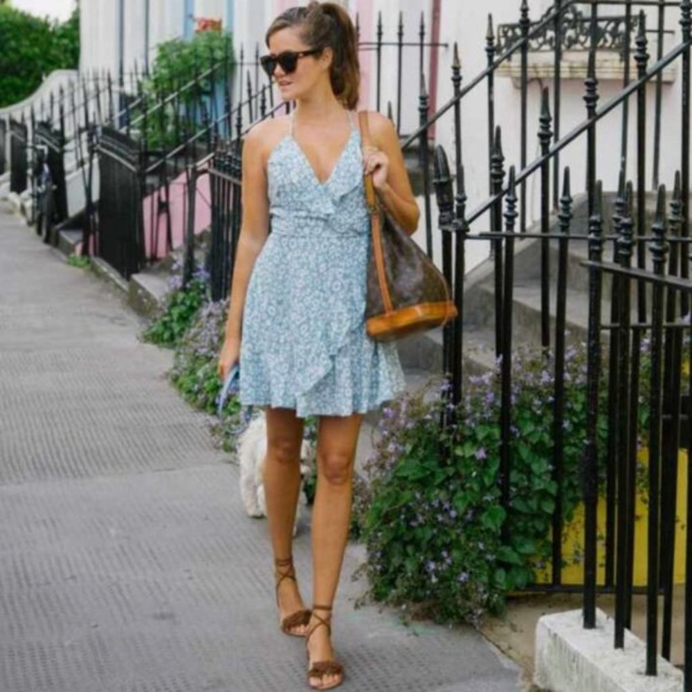 Urban Outfitters Kimchi Blue Sabina Ruffle Wrap Mini Dress - Picture 8 of 8